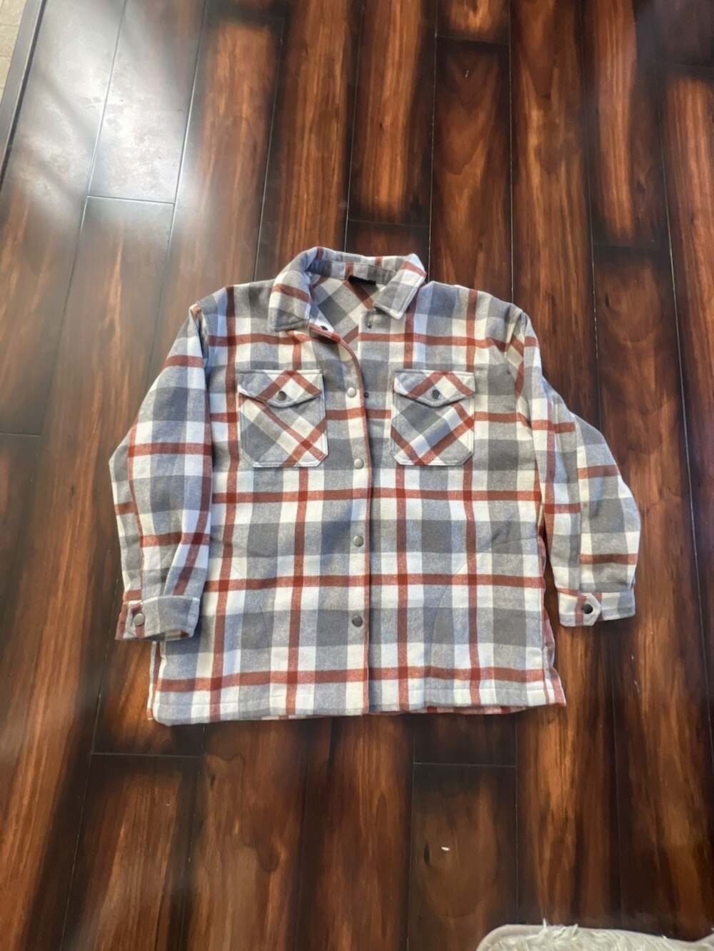 HFX Plaid Button-Up Shirt Jacket Size L
